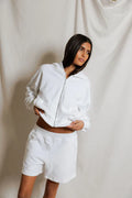 Sean French Terry Zip-Up Hoodie - White