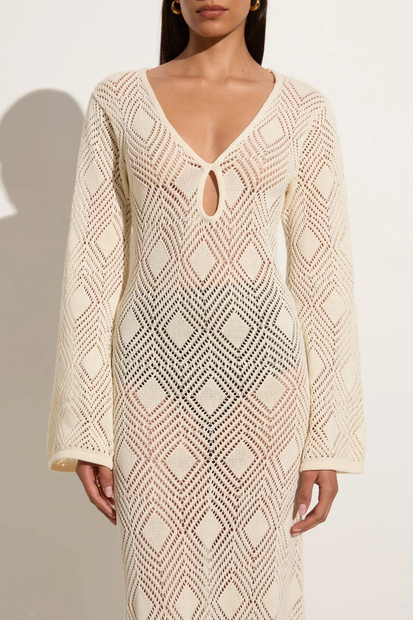 Serena Pointelle Knit Dress - Off White