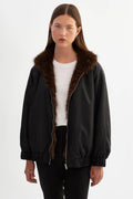 Sevyn Reversible Bomber Jacket - Black / Leopard