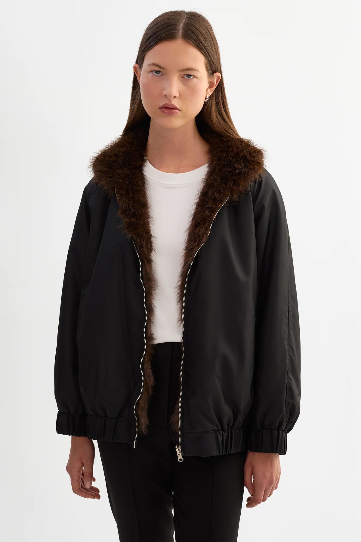 Sevyn Reversible Bomber Jacket - Black / Leopard