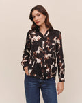 Long Sleeve Round Hem Button Down - Shadow Floral Print