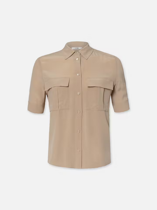 Patch Pocket Button Down Shirt - Khaki Tan