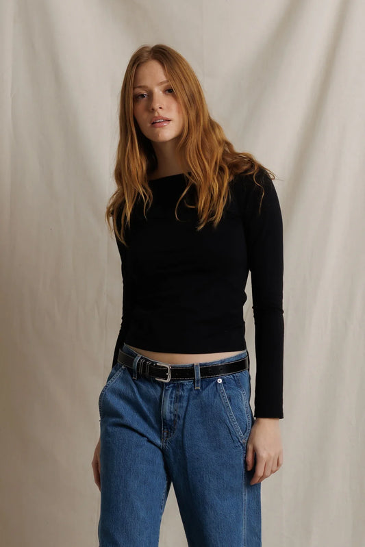 Silva 90s Jersey Boat Neck Long Sleeve - True Black