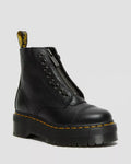 Sinclair Milled Nappa Leather Platform Boots - Black Milled Nappa