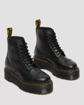 Sinclair Milled Nappa Leather Platform Boots - Black Milled Nappa