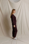 Sinead French Terry V-Neck Sweatshirt - Cherry Lacquer