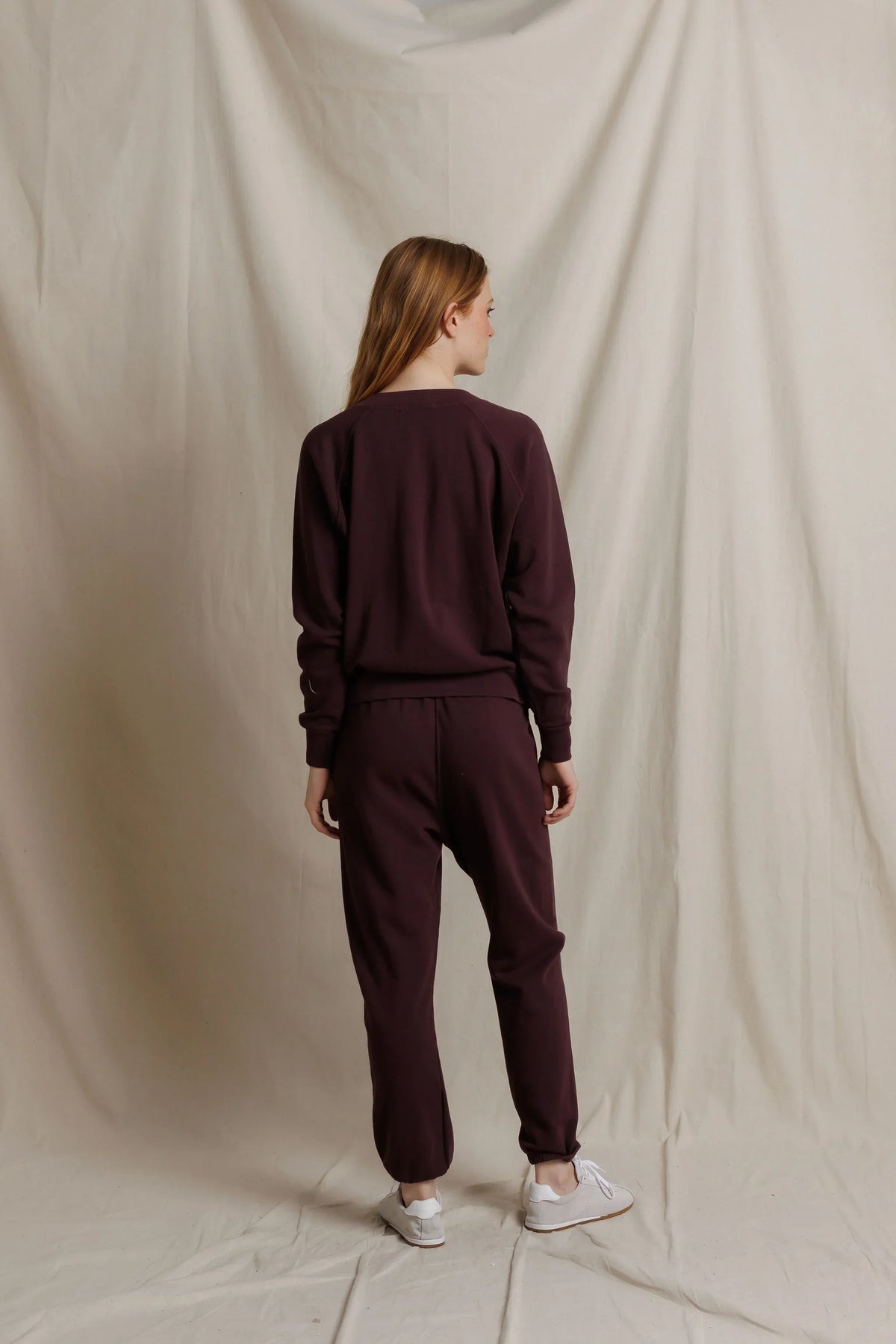 Sinead French Terry V-Neck Sweatshirt - Cherry Lacquer
