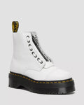 Sinclair Milled Nappa Leather Platform Boots - White Milled Nappa