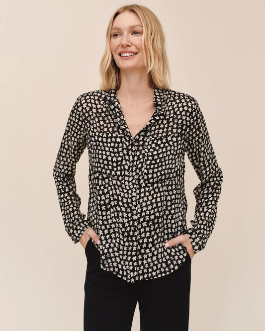 Full Button Down Hipster Shirt - Sketched Stars Print