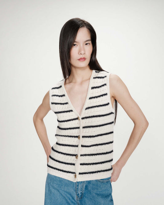 Vincennes Sleeveless Vest - Ecru