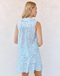 Sleeveless Ruffle Top - Blue Ditsy Floral Print