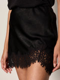 Everyday Satin Lace Mini Skirt - Black