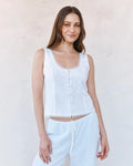 Fitted Bodice Top With Smock Back - White