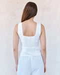Fitted Bodice Top With Smock Back - White
