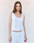 Fitted Bodice Top With Smock Back - White