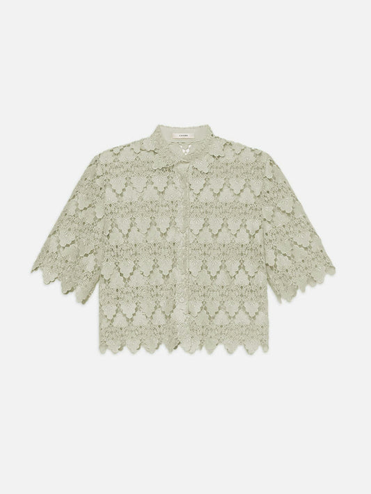 The Lace Button Up Shirt - Soft Mint