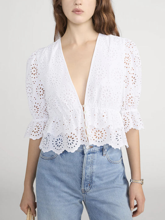 The Solstice Eyelet Blouse - White