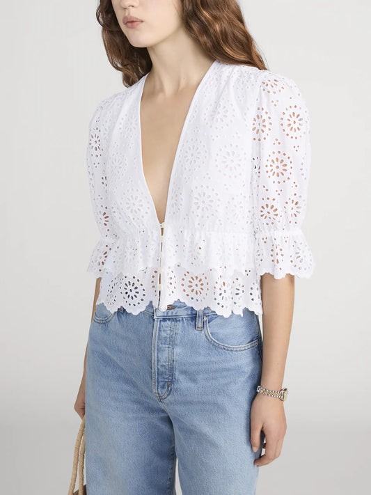 The Solstice Eyelet Blouse - White