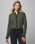 Amber Stripe Crop Cardigan - Green Spruce/Oak