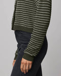 Amber Stripe Crop Cardigan - Green Spruce/Oak