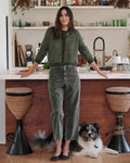 Amber Stripe Crop Cardigan - Green Spruce/Oak