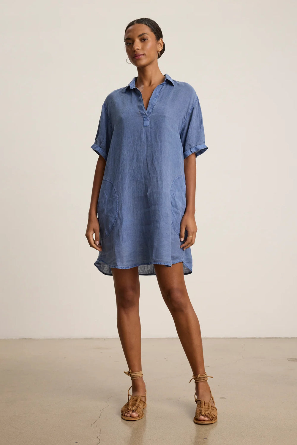 Stella Linen Dress - Indigo