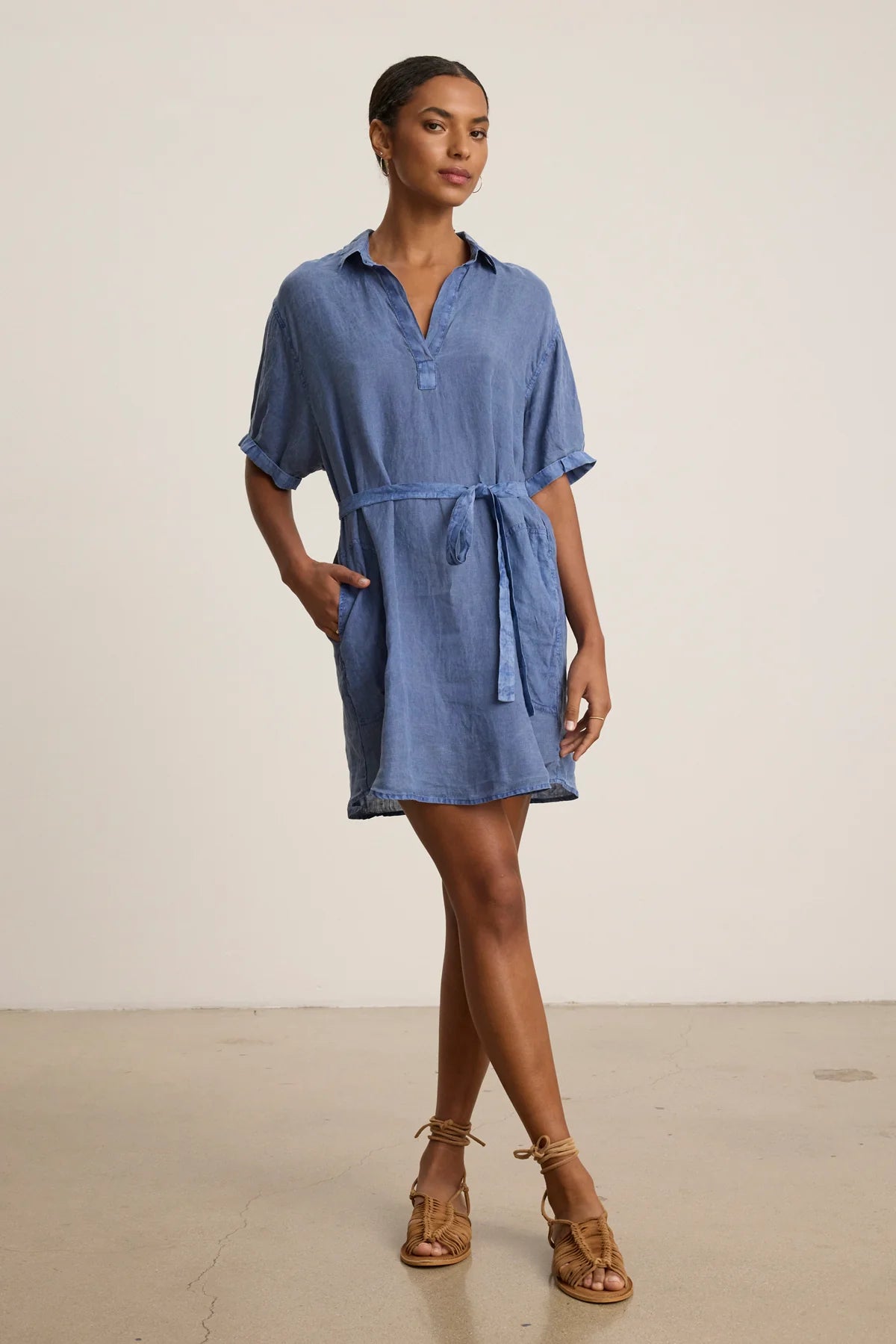 Stella Linen Dress - Indigo