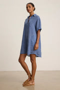 Stella Linen Dress - Indigo