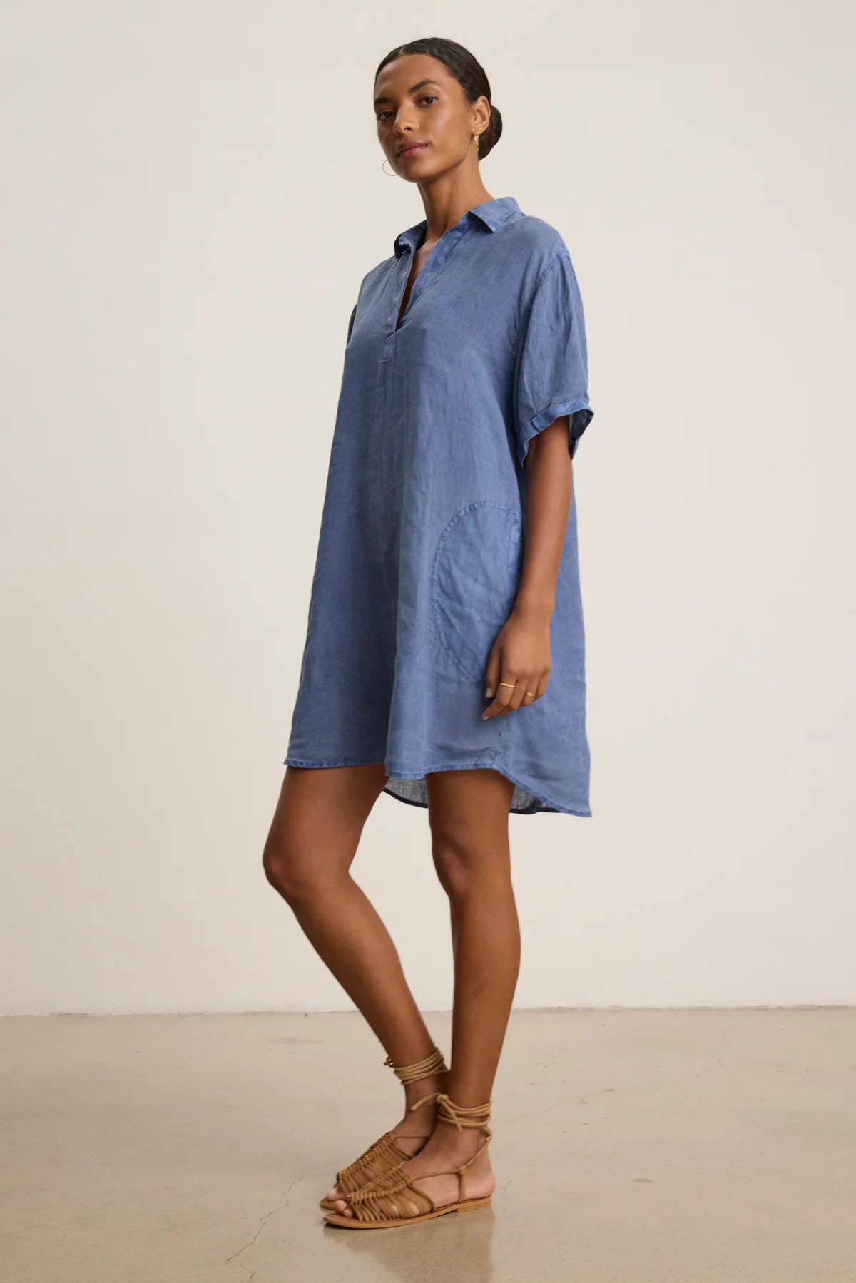 Stella Linen Dress - Indigo