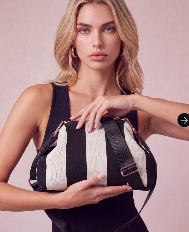 City Girl Pouch + Strap - Black / White