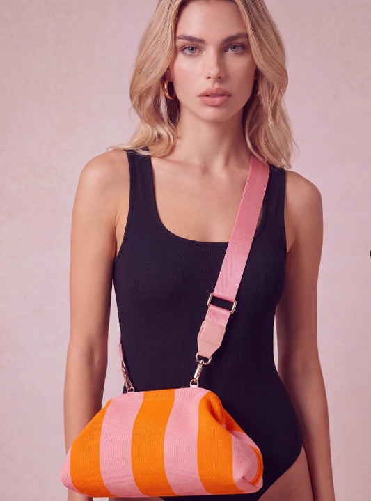 City Girl Pouch + Strap - Orange / Pink