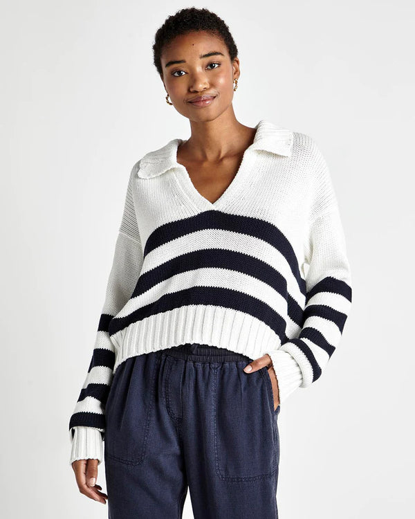Parker Polo Stripe Sweater - Navy Stripe