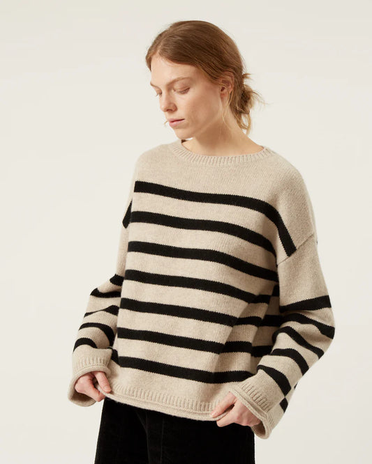 Athena Wool Sweater - Oatmeal / Black