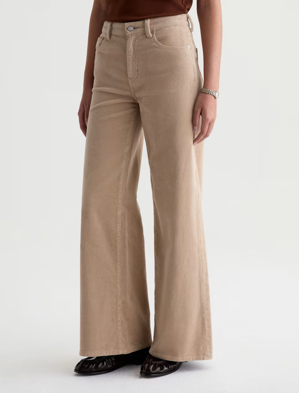 Saige Wide Leg Corduroy Pant - Studio Tan