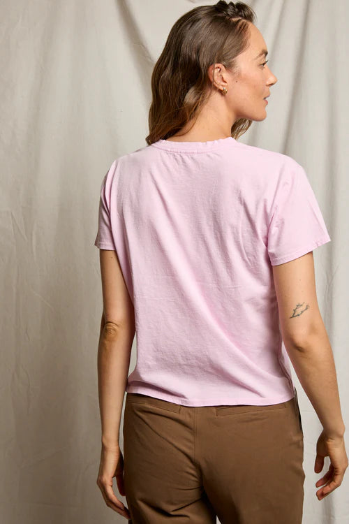 Harley Cotton Boxy Crew Neck Tee - Sugar Pink