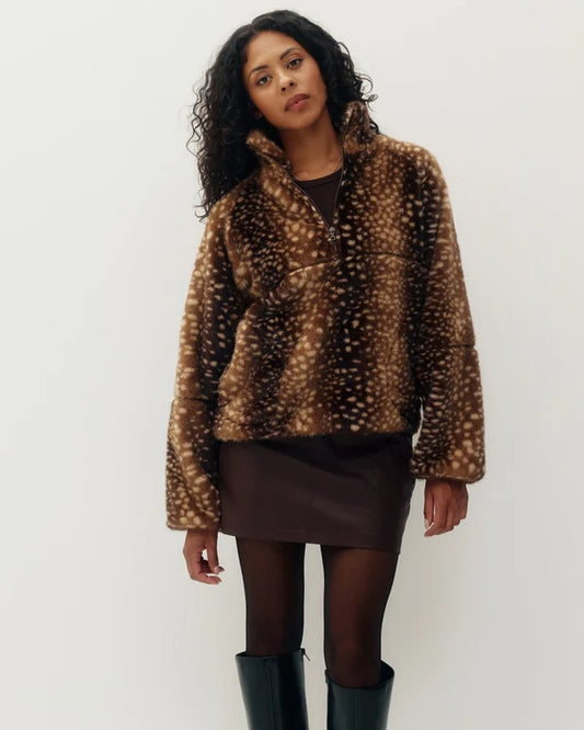 Tachette Faux-Fur Zip Up  - Bambi Brown