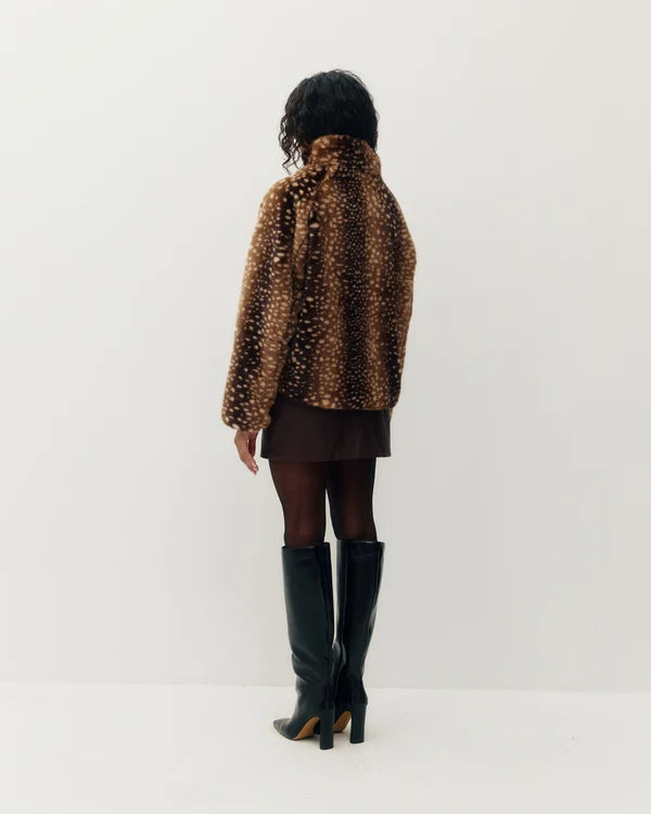 Tachette Faux-Fur Zip Up  - Bambi Brown