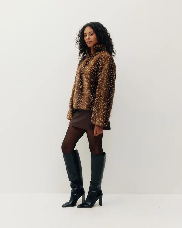 Tachette Faux-Fur Zip Up  - Bambi Brown