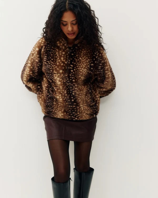 Tachette Faux-Fur Zip Up  - Bambi Brown