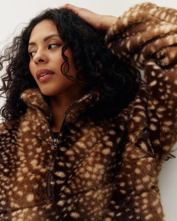 Tachette Faux-Fur Zip Up  - Bambi Brown
