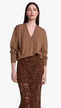 Boyfriend V-Neck Sweater - Camel