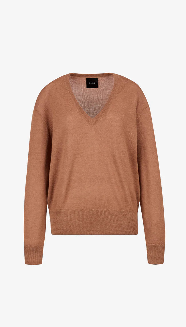 Boyfriend V-Neck Sweater - Camel