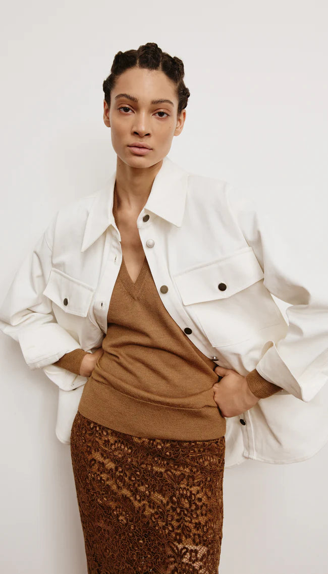 Boyfriend V-Neck Sweater - Camel