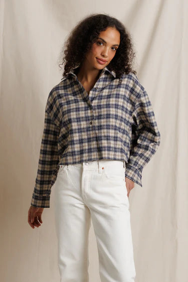 Tate Cotton Plaid Long Sleeve Button Up - Sugar Plaid