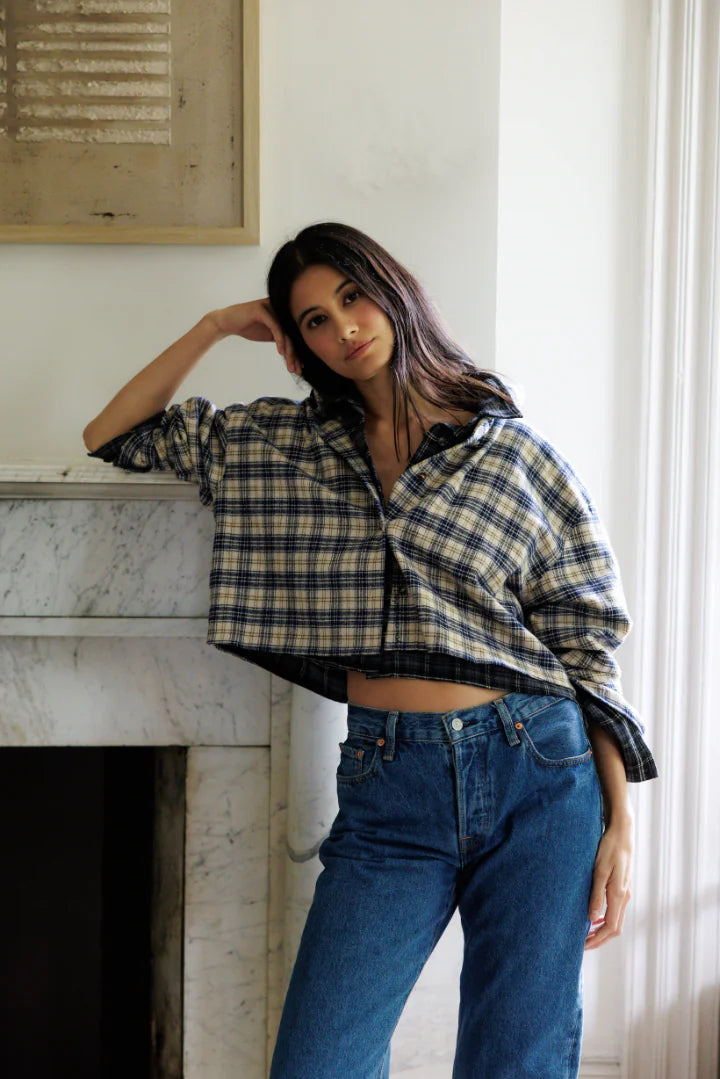 Tate Cotton Plaid Long Sleeve Button Up - Sugar Plaid