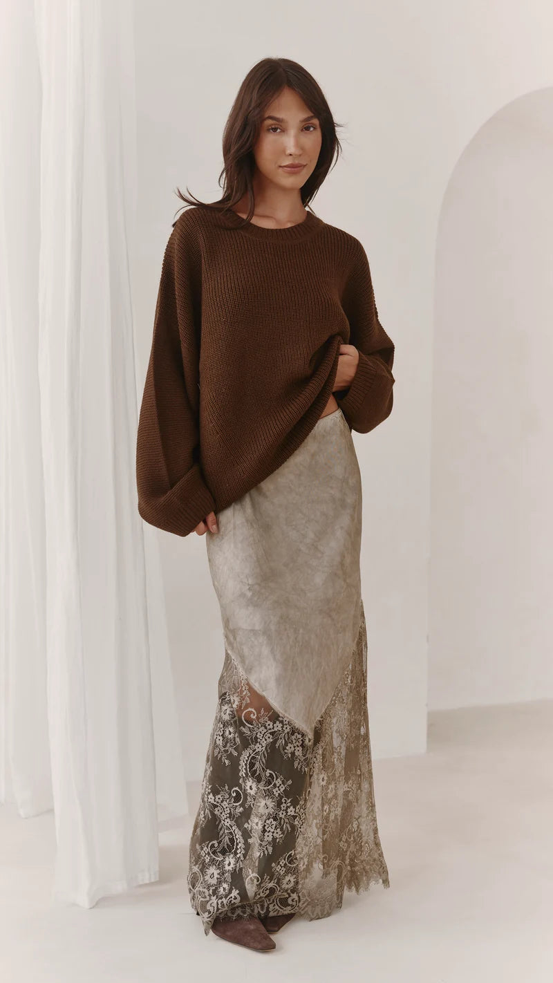 Solene Lace Skirt - Taupe