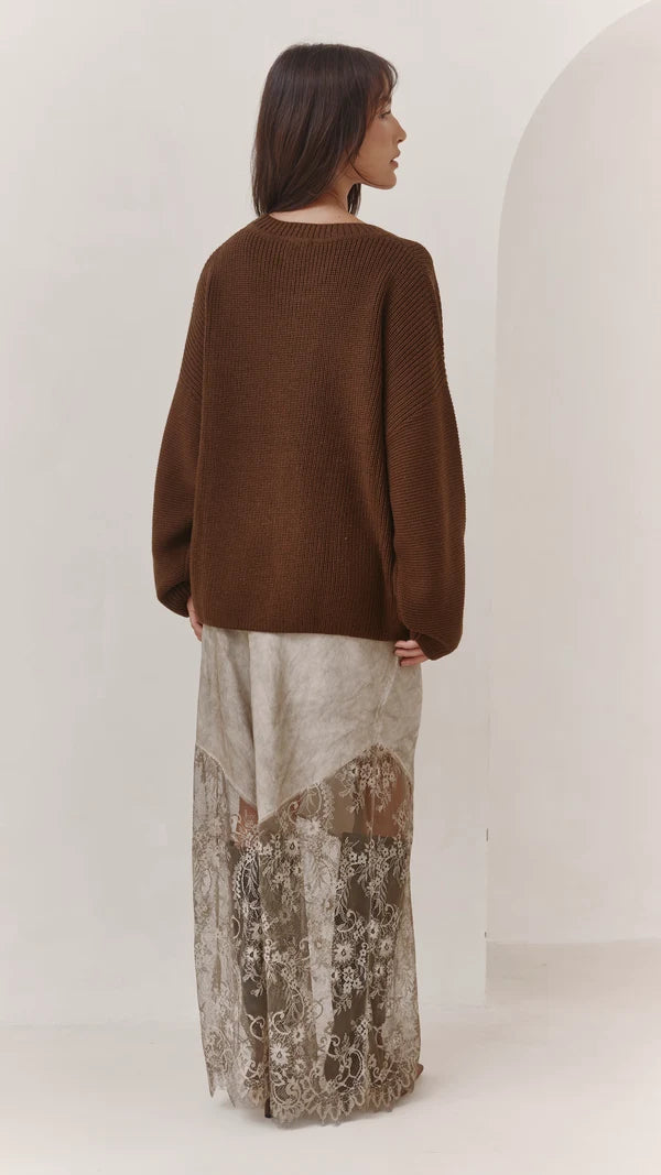 Solene Lace Skirt - Taupe