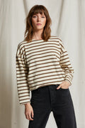 Taylor Recycled Cotton Striped Long Sleeve Top - Walnut Stripe