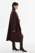 Thara Shawl Collar Wool Coat - Dark Brown