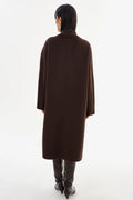 Thara Shawl Collar Wool Coat - Dark Brown